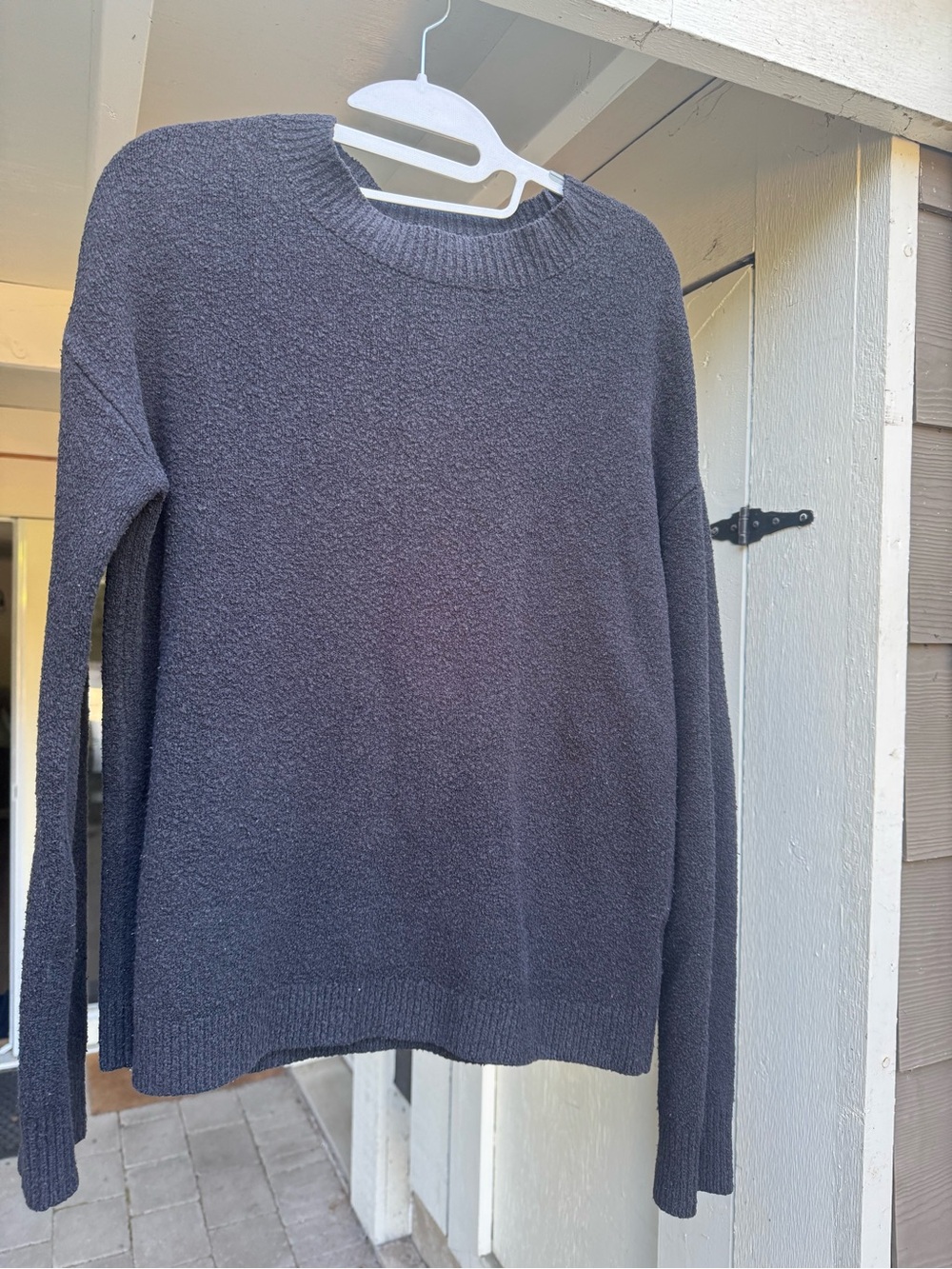 & Other Stories Dark Charcoal Textured Crewneck Sweater